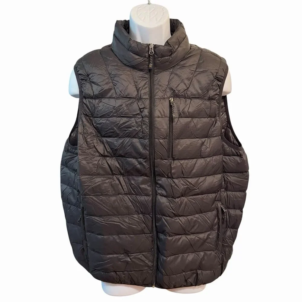Hawke & Co Men's Puffer Vest XL Nylon Down Fill Quilted Full Zip Black